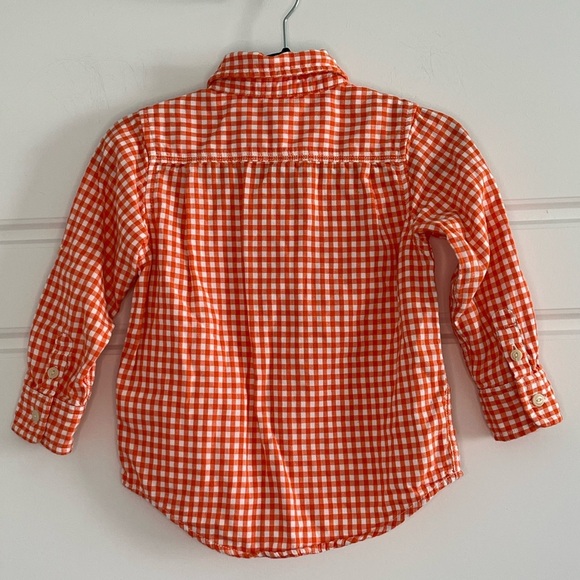 Baby Gap 100% Cotton Orange White Boys Button Down Shirt Size 3Yrs Fall Autumn - Picture 6 of 11